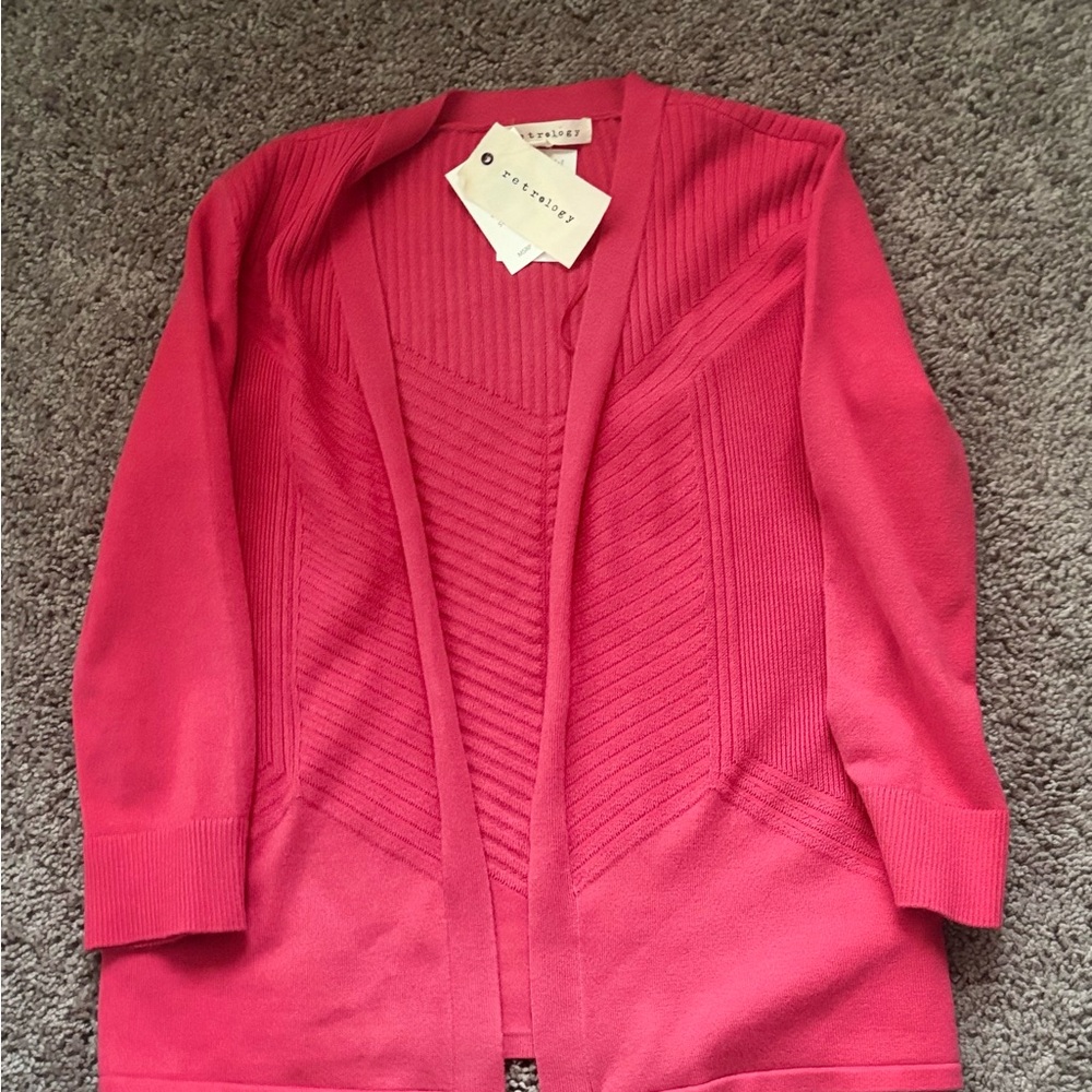 Red Open Front Cardigan